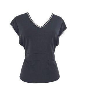 DKNY Black V-Neck Short Sleeve Top